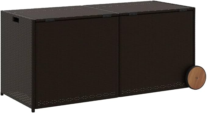 Modern Woven Design Outdoor Storage Box UV Resistant PE Rattan Weather Resistant Garden Storage Container for Cushions Large Capacity Garden for Cushions Brown 283 gal