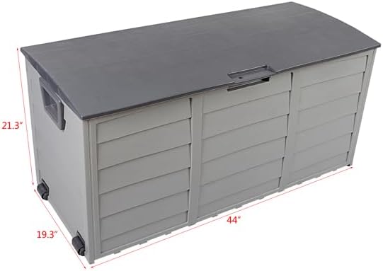 75 gal 260L Outdoor Garden Storage Deck Box, Resin Large Outdoor Storage Boxes for Patio, Outdoor Cushions, Garden Tools Chest Tools Cushions Toys Lockable Seat Grey