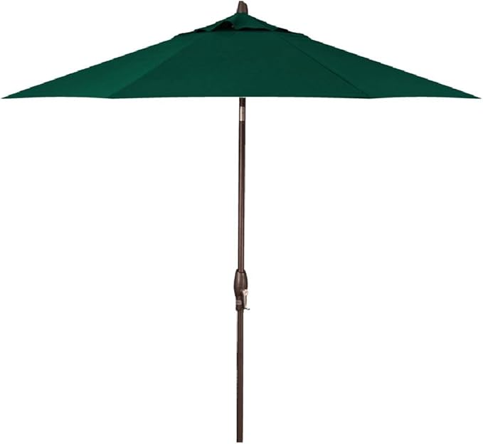 Treasure Garden Octagonal 9 ft Patio Umbrella - Outdoor Furniture Table Umbrella – Push-Button Tilt – Bronze Aluminum Frame (Obravia, Forest Green)