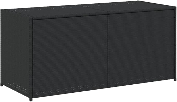 PE Rattan Deck Box 283L Outdoor Storage for Patio, Black Rectangular Slim 19.7x47.2x22 in Modern Woven Garden Storage Chest for Cushions, Tools, Deck and Balcony