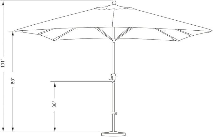 California Umbrella 11' x 8' Rectangle Aluminum Market Umbrella, Crank Lift, Bronze Pole, Sunbrella Antique Beige
