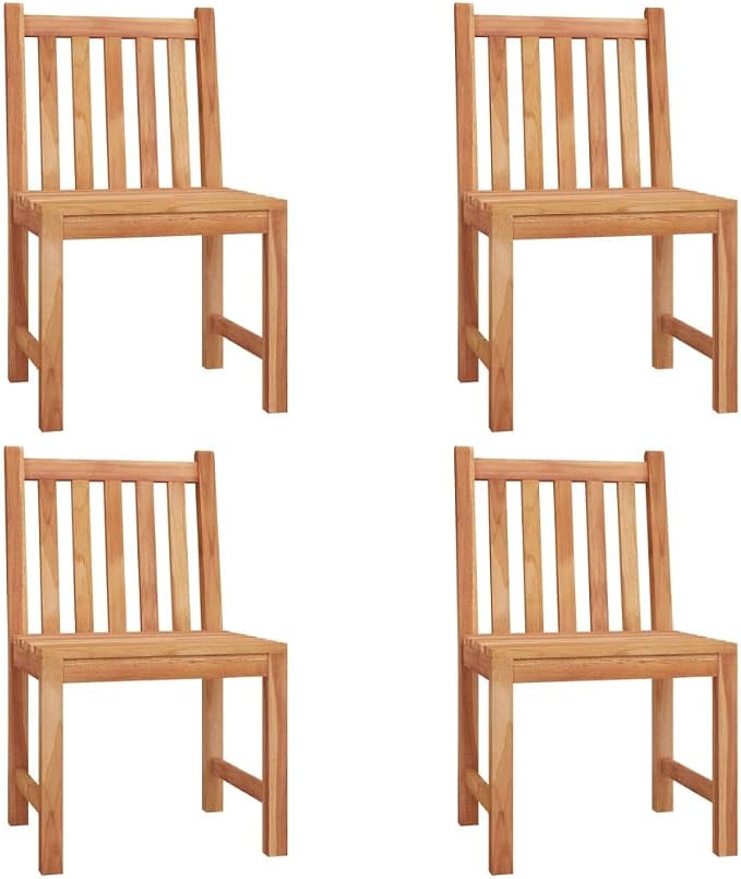 5 Piece Patio Dining Set Solid Teak Wood Garden Furniture Set with 47.2 Inch Rectangular Outdoor Table and 4 Chairs for Backyard Lawn Porch and Deck Natural Finish