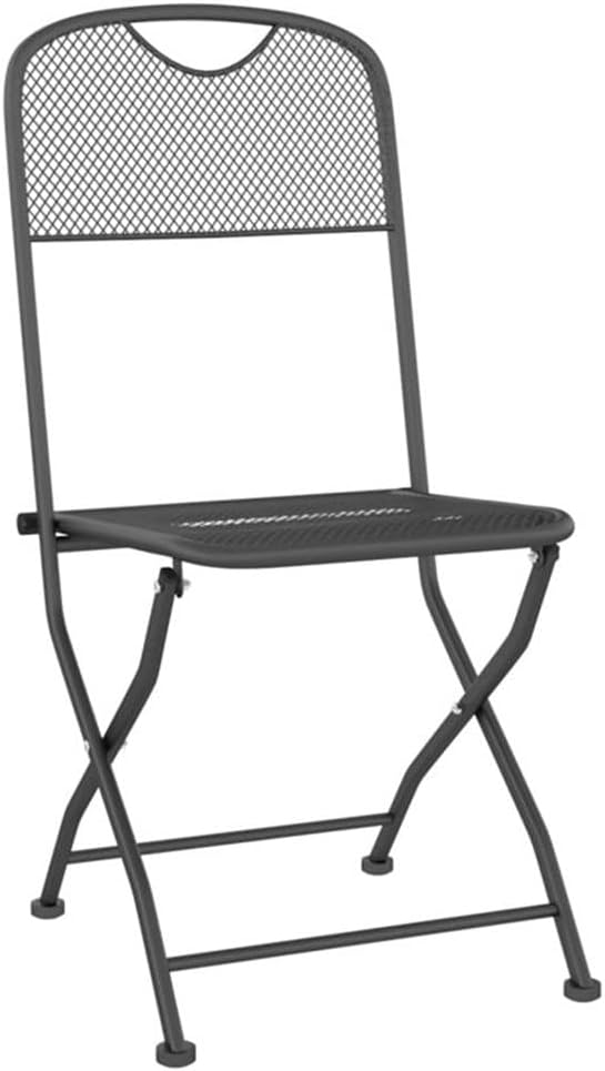 Afuera Living Contemporary Patio Dining Set, Square Steel Table with 2 Foldable Chairs, Anthracite/Gray Finish, Weather-Resistant, Compact Design for Small Balconies, Terrace, or Garden Outdoor Use