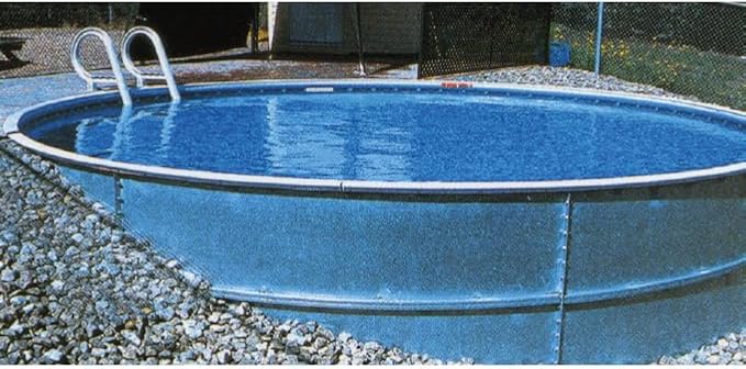 Lake Effect Pools 'Dominica' 21 ft Round Semi Inground Swimming Pool | 52 Inch Resin Protected Steel Sided Walls | Bundle Includes: 25 Gauge Overlap Liner & Widemouth Skimmer