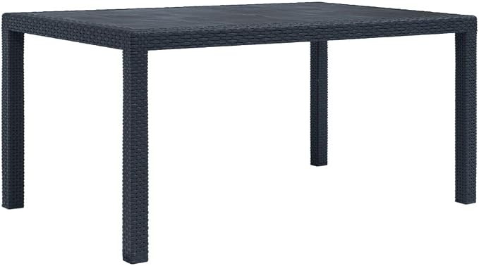 7-Piece Anthracite Faux Rattan Patio Dining Set with Cushions | Includes 1 rectangular table and 6 chairs, ideal for backyard, garden, or terrace dining.