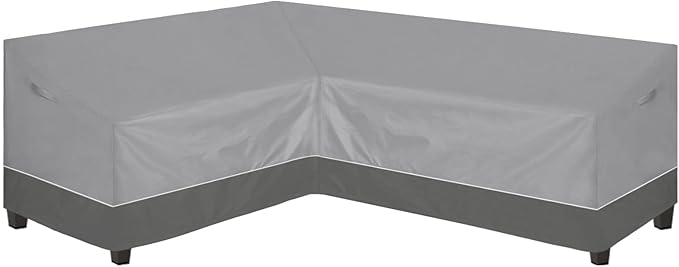Easy-Going Outdoor L-Shaped Sectional Sofa Cover 83"X104" UV Resistant Patio Sectional Couch Cover Waterproof Lawn Patio Furniture Cover (Left Facing, Gray/Dark Gray)