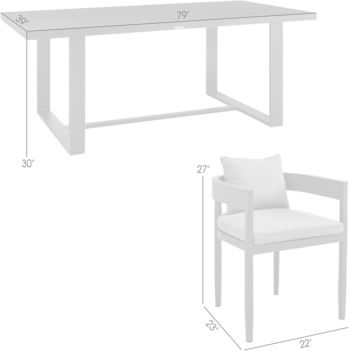 ARMEN LIVING SETODME5BLGRY Menorca Outdoor Patio 5-Piece Dining Table Set in Aluminum Cushions, Dark Grey