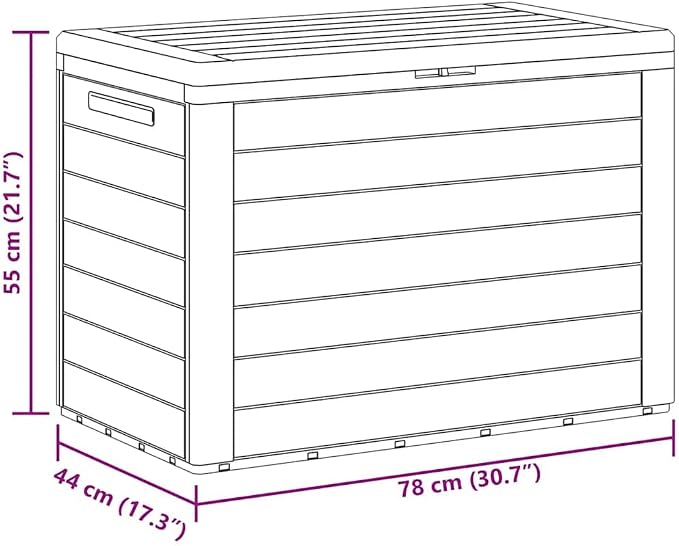 50 Gallon Outdoor Storage Box 30.7"x17.3"x21.7" Polypropylene Patio Garden Tool Chest Anthracite Matte Flap for Balcony Backyard Garage