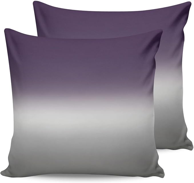 Outdoor Waterproof Throw Pillow Covers Set of 2 Purple Grey Ombre Pillowcases 20x20 Inches Gradient Gradual Color Patio Decorative Pillows Cushion Case Patio Pillows for Couch Bed Chair Garden