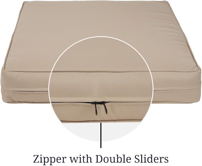 Covers & All Square Outdoor Cushion Covers for Patio Furniture Sets, Water, Tear & UV Resistant Polyester Cushion Slipcover with Zippers (Pack of 2) (32" L x 32" W x 4" Thick, Beige)