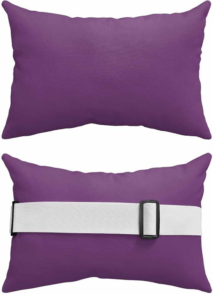 Dark Purple Outdoor Lumbar Pillows 11x16 Set of 2, Farmhouse Solid Purple Color Modern Art Waterproof Throw Pillow Covers with Insert, Decorative Pillowcase Cushion for Couch Sofa Bed