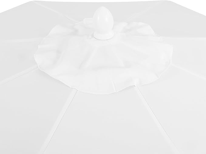 JONATHAN Y Tracy 9 ft. Outdoor Patio Umbrella with Scalloped Edge, Coastal Market Table Umbrella with Crank Lift and Tilt, 8 Sturdy Ribs UV Resistant for Pool, White, White Pole UMB1002D
