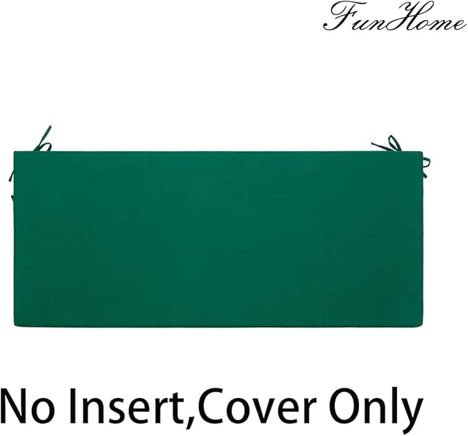 FUNHOME Outdoor Bench Cushion Cover 54 x18 x 3 inch,Water Resistant Cover with Zipper&Ties,Fade-Resistant Slipcover,Patio Porch Swing Cushion Cover Replacement Only,No Insert(Blackish Green)