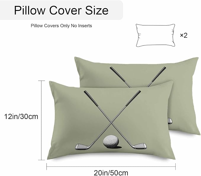 Vandarllin Outdoor Throw Pillows Covers 20x12 inch Set of 2 Waterproof Golf Ball Club Decorative Zippered Cushion Covers for Patio Furniture, Game Sports Sage Green Lumbar Pillowcases