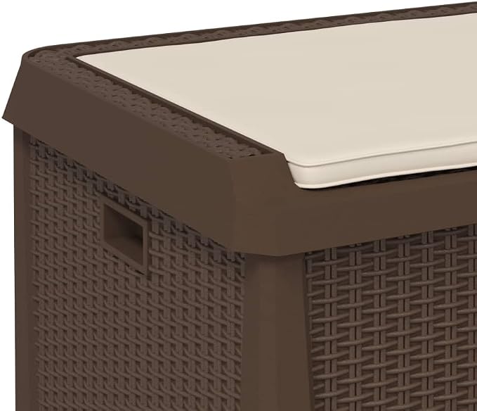 Large Brown Polypropylene Garden Storage Box with 125 Liters Capacity, Outdoor Indoor Storage Solution for Cushions Blankets and Gardening Tools, Durable Weather-Resistant