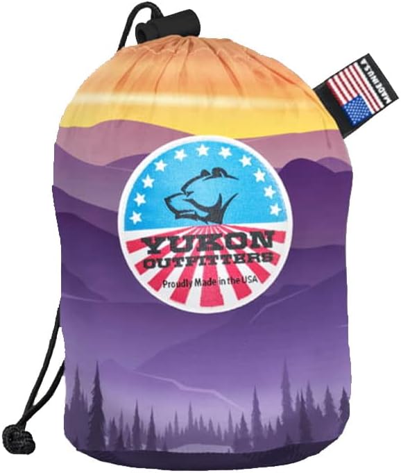 YUKON OUTFITTERS Outdoor 1.5 oz Ripstop Polyester Vista Printed Hammock w/Tree Straps, Smoky Sunset