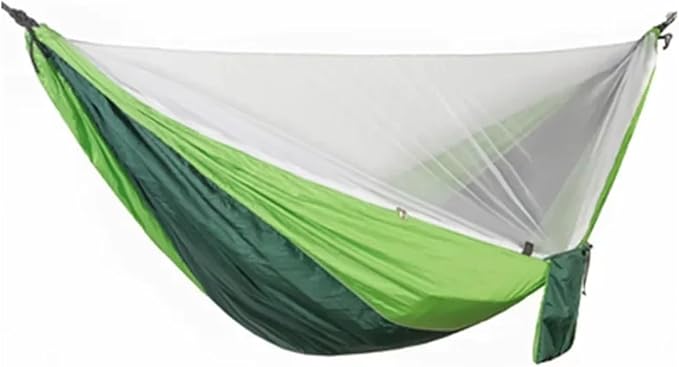 Hammocks, Camping Hammock with Mosquito Net Portable Parachute Strap Double Travel Hammock,Outdoor Backpacking Hammock Swing Chair,for Outside(Light Green and gree)