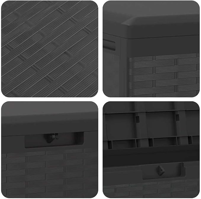 Deck Box 44.9"x18.5"x23.6" Anthracite Outdoor Storage Box Weatherproof Polypropylene Patio Storage Chest with Lockable Lid, 290 L Capacity for Garden, Balcony, Garage