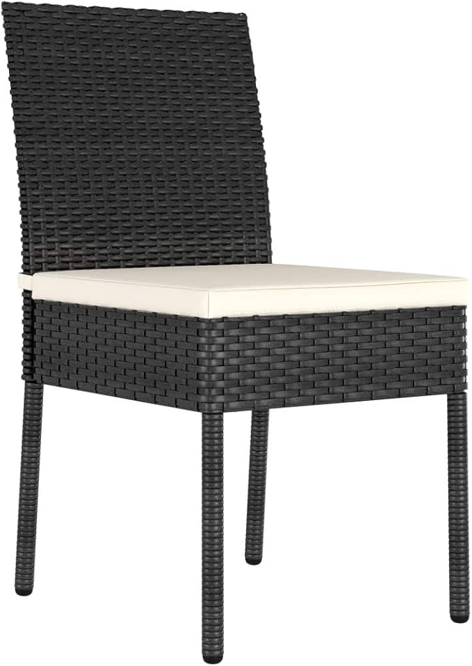 9 Piece Outdoor Patio Dining Set with Cushions, Black Poly Rattan Wicker Garden Table and 8 Chairs, Weather-Resistant Steel Frame for Lawn Backyard Porch Deck Entertaining