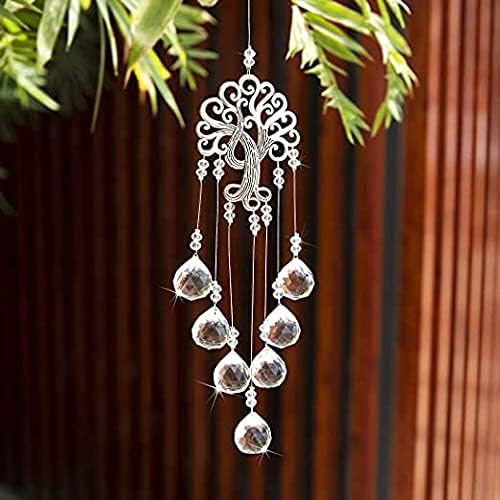 Tree of Life Crystal Prism Suncatcher Rainbow Maker Garden Decor | Crystal Suncatcher Rainbow Maker with Tree of Life Metal Prism for Garden Window Room Outdoor Decor Display