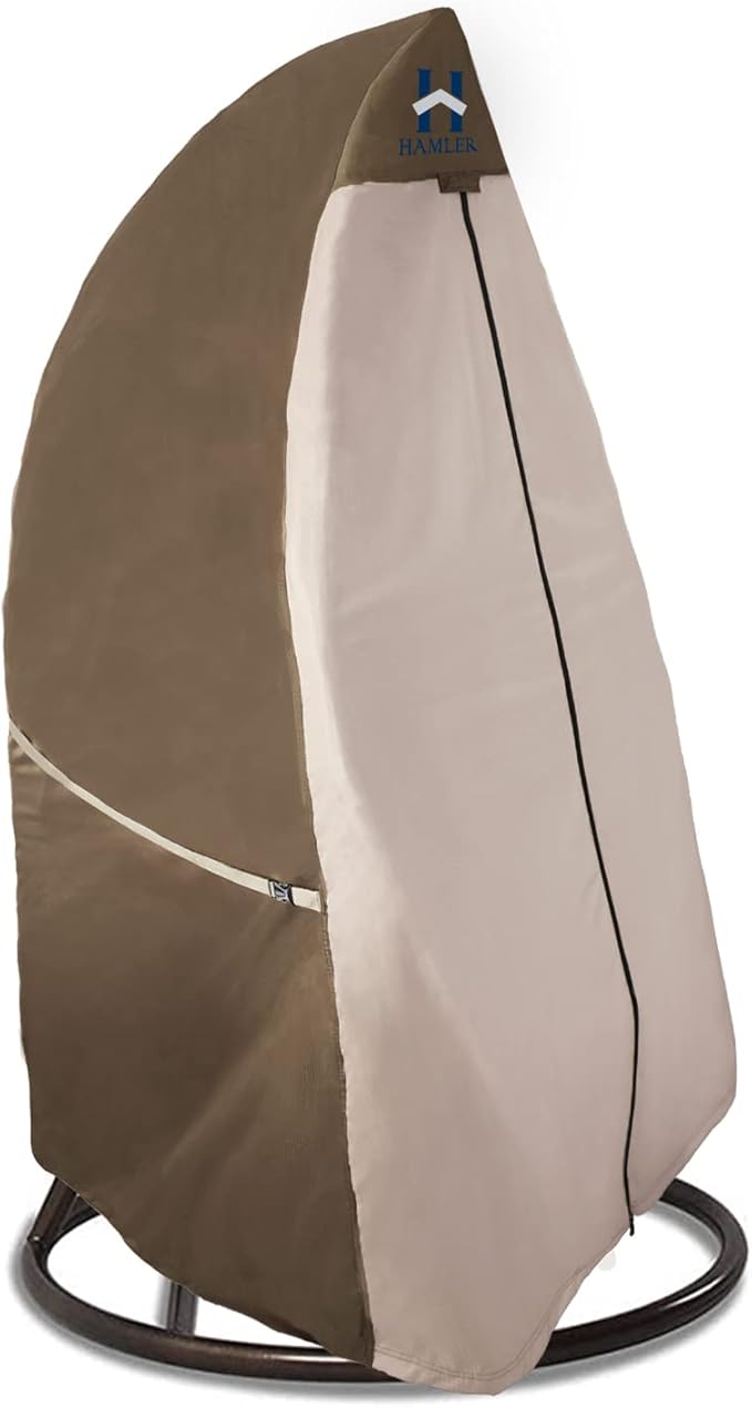 HAMLER Patio Egg Chair Cover, Heavy Duty Outdoor Hanging Egg Chair Cover for Outdoor Furniture, Wicker Swing Chair Covers with Zipper, Outdoor Chair Covers Waterproof Fits up to 75L x 45W Inches