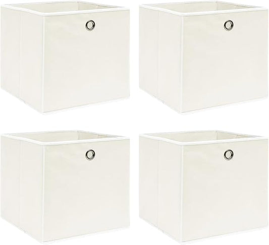 Homgoday 4 White Storage Boxes 32 x 32 x 32 cm Fabric, Furniture Chests and Chests for Outdoors, Garden Container, Garden Tool Holder, Outdoor Pouf, Outdoor Storage Box