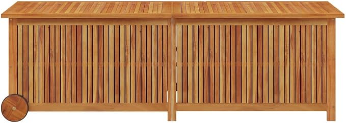Outdoor Storage Box with Wheels, Wooden Patio Deck Box, Outdoor Cushion Storage Container Bin Chest for Patio Cushions, Outdoor Gardening Tools, 59.1"x19.7"x22.8" Solid Wood Acacia