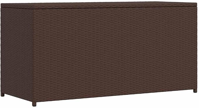 Outdoor Storage Chest, 47.2 x 47.2 x 23.6 Inch Rectangular Deck Box for Patio, Garden, and Balcony, Weather-Resistant Poly Rattan Furniture with Gas Lift Lid, Brown