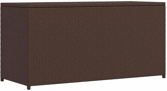 Outdoor Storage Chest 47 Inch Weather-Resistant PE Rattan Deck Box with Gas Lift Lid for Patio Garden Cushion Blanket Organizer Brown
