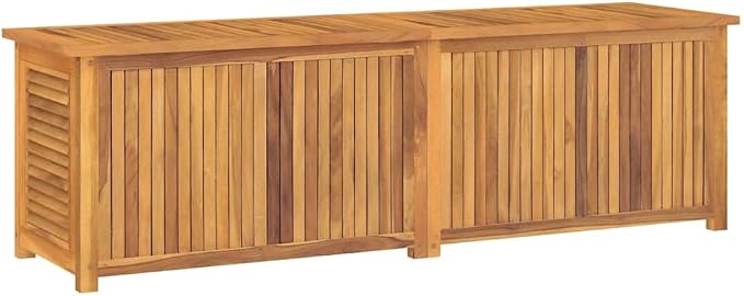 Large Solid Teak Wood Garden Storage Box, Outdoor Patio Deck Container with Waterproof Liner, 68.9 inch Rectangular Furniture for Backyard Organization