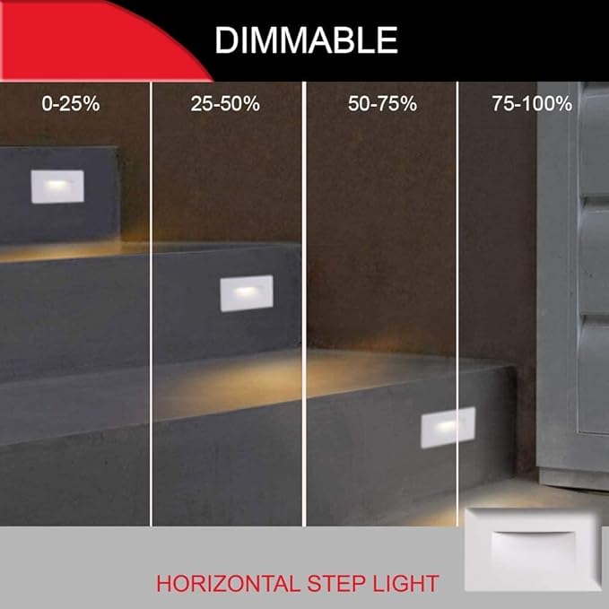 Ciata LED Stair Lights Indoor, Step Lights Outdoor Light 3 Watt, Warm White Stairway Lighting for Outdoor and Indoor Stairs 3000K Concrete, Home Theater Lighting, White Finish, Horizontal, 3 Pack