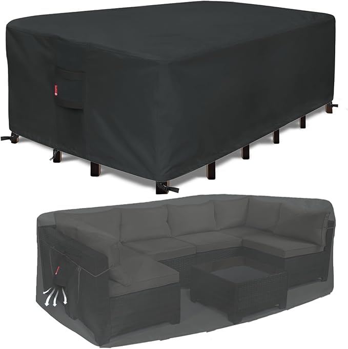 SheeChung Patio Furniture Covers Rectangular 90"L x 62.2"W x 28.3"H,Outdoor Furniture Cover Waterproof,Heavy Duty Outdoor Table and Chair Covers,General Purpose Outdoor Sectional Furniture Cover
