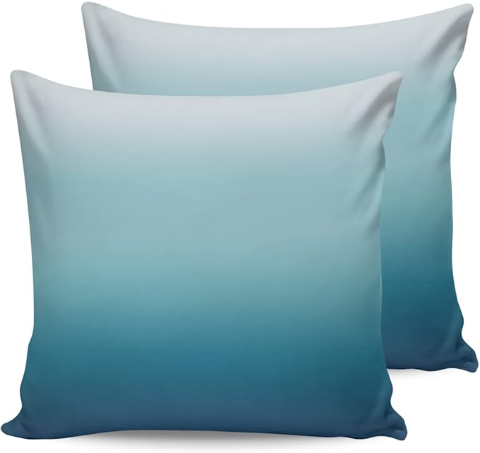 Blue Gradient Outdoor Throw Pillow Covers Waterproof Abstract Pillow Cases 16x16in,Watercolor Decorative Boho Pillow Covers Cushion Cases for Couch Sofa Patio Garden 2 Pack