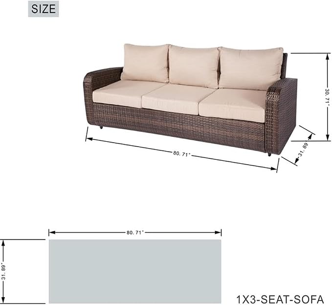 Outdoor Furniture 5PCS Conversation Sets in Brown with Cushions