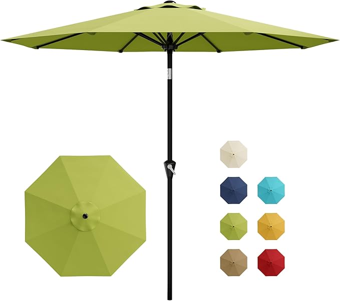 Garvee 10FT Patio Umbrella - Outdoor Table Umbrella with Smooth Crank Lift, Push Button Tilt and 8 Sturdy Ribs - Market Umbrella UV Protection Waterproof for Pool, Deck, Yard, Garden