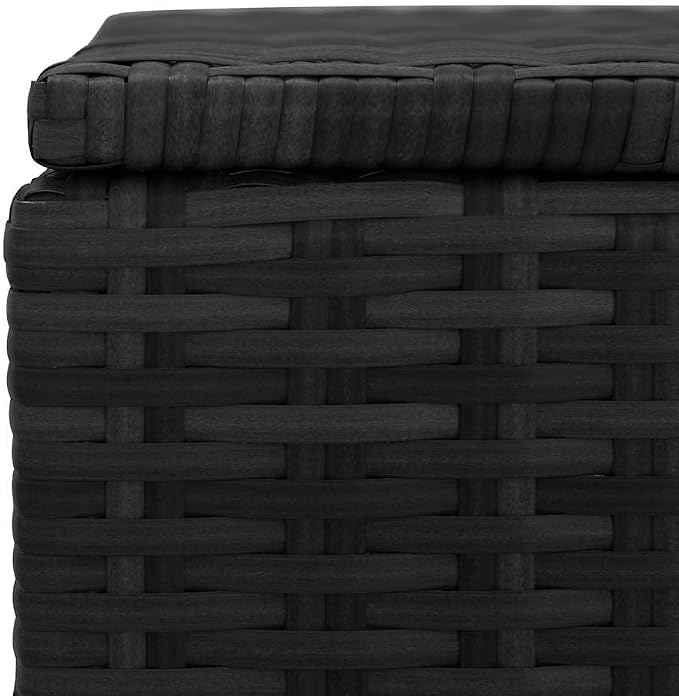 Outdoor Storage Box Bench, 59 Inch Patio Deck Box with Seating for 2, Durable PE Rattan Garden Furniture for Cushions, Pillows, Blankets, Black