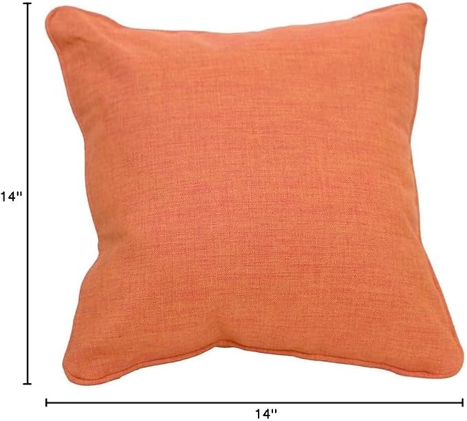 East Green 14 x 14 Waterproof Outdoor Pillow with Insert, Coral - Premium Olefin Outdoor Accent Pillow for Patio Furniture