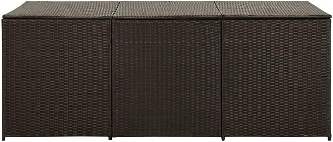Wicker Patio Storage Box with PE Liner, Patio PE Rattan Storage Container, Outdoor Storage Box for Cushions, and Garden Tools, Poly Rattan 70.9"x35.4"x27.6" Brown,-900