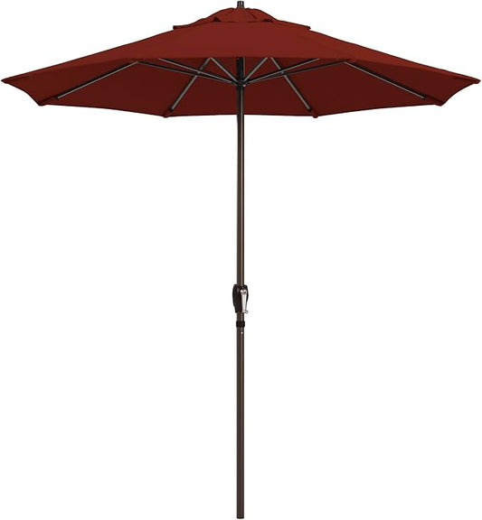 California Umbrella 12-Year Protection 7.5-Ft Outdoor Patio Umbrella, Sunbrella Fade-Resistant Fabric, Auto-Tilt, Heavy Duty Aluminum Frame, 8 Reinforced Ribs for Pool or Deck, Bronze Pole, Terracotta
