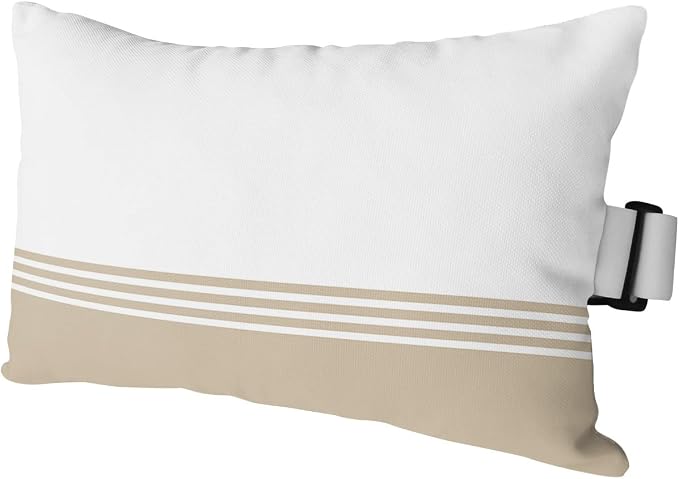Outdoor Pillows Covers with Inserts Modern Art Brown White Simple Striped Farmhouse Waterproof Pillow with Adjustable Strap Throw Pillows for Patio Furniture Recliner Lounge Chair, 11x16 inch, 1PCS
