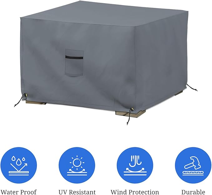 Covers & All Outdoor Ottoman Cover, 12 Oz PVC Coated Polyester, Waterproof Ottoman Slipcover, Square Patio Furniture Covers Suitable for Indoor and Outdoor Use (23" L x 23" W x 18" H, Gray)