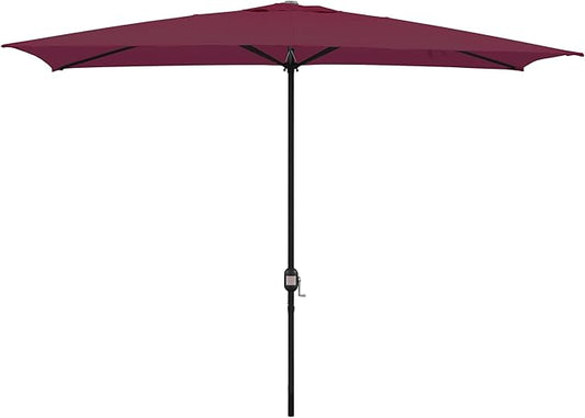 ABBLE Outdoor Patio Umbrella 10Ft x 6.5 Ft Rectangular with Crank, Weather Resistant, UV Protective Umbrella, Durable, 6 Sturdy Steel Ribs, Market Outdoor Table Umbrella, Burgundy