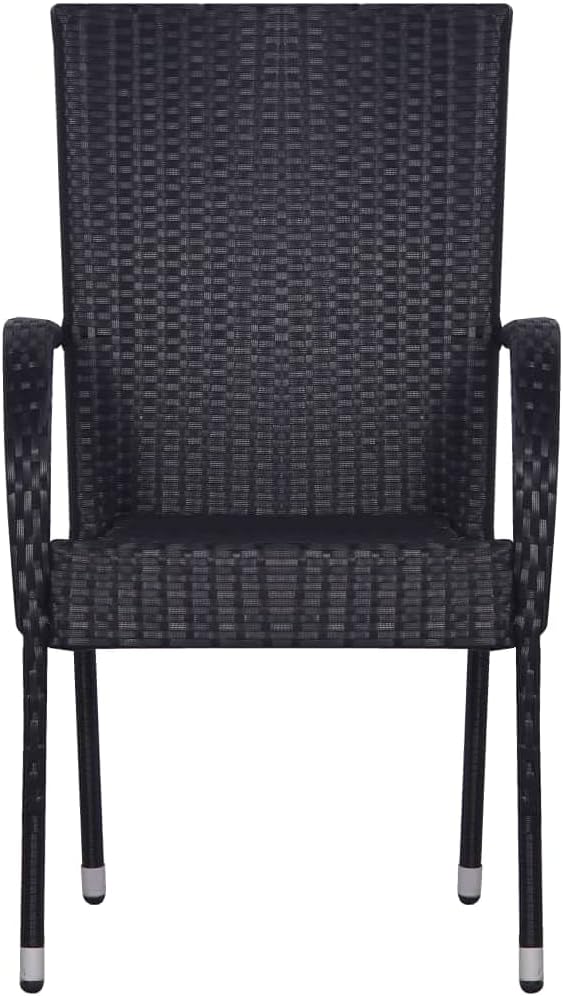 5 Piece Patio Dining Set Black Outdoor Dining Table and Chairs Set with Glass Top Steel Frame for Backyard Lawn Garden Porch BBQ