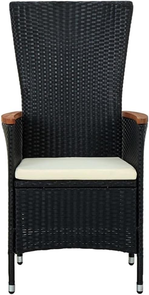 Afuera Living Contemporary Patio Dining Set, PE Rattan Construction, Black Finish, Square Table and 4 Chairs, Weather-Resistant Outdoor Furniture for Terrace or Garden