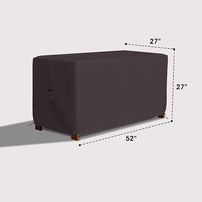 Covers & All Patio Deck Box Cover - Heavy Duty 18 Oz Waterproof Outdoor Yard Cushion Storage Box Protection 100% Weather Resistant with Air Pockets and Drawstring. (52" W X 27" D X 27" H, Coffee)