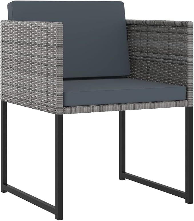 9-Piece Patio Dining Set, 8-Person Gray PE Rattan Outdoor Sectional Furniture with Tempered Glass Table, 4 Chairs, 4 Stools, and Anthracite Thick Cushions for Backyard, Garden and Porch