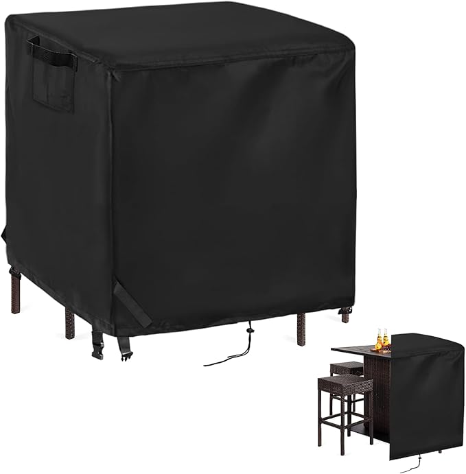 Waterproof Cover for Best Choice Products 5 Piece Outdoor Wicker Table Set 59"x59"x38", Protective Cover for Outdoor Bar Table and Stools Set