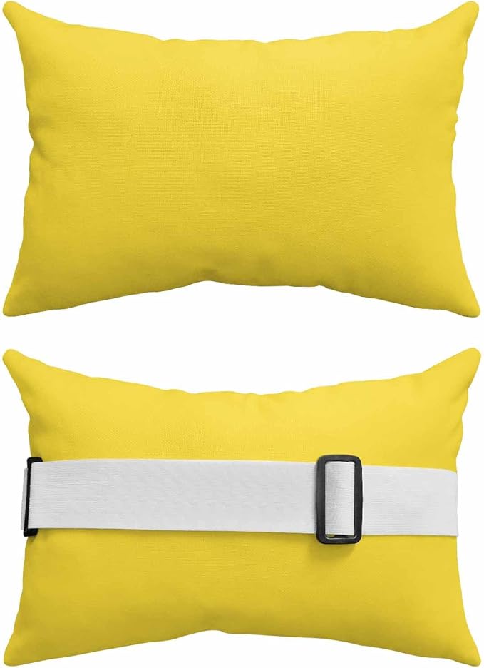 Lemon Yellow Outdoor Lumbar Pillow 11x16 Inch, Farmhouse Solid Yellow Color Modern Art Waterproof Throw Pillow Covers with Insert, Decorative Chair Cushions for Patio Garden Recliner