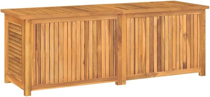 Outdoor Patio Storage Box 59.1 x 19.7 x 21.7 Inch Solid Teak Wood Garden Chest with Waterproof Liner Bag for Backyard Deck Furniture Organizer