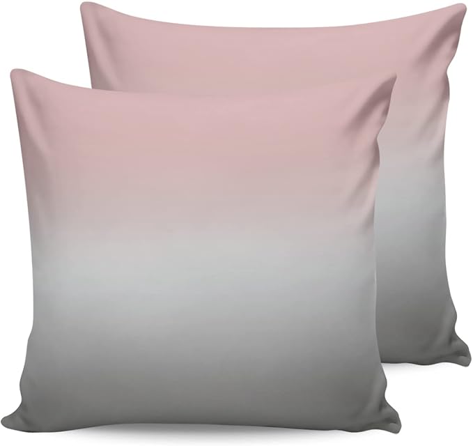 Outdoor Waterproof Throw Pillow Covers Set of 2 Pink and Grey Ombre Pillowcases 20x20 Inches Gradient Gradual Color Patio Decorative Pillows Cushion Case Patio Pillows for Couch Bed Chair Garden